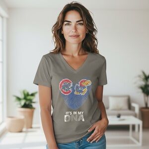 Ideal T by Next Level Cubs Jayhawks DNA Short Sleeve Ladies Cut Tee Size Large